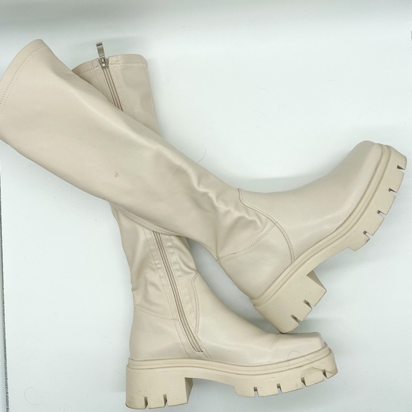 Shoes - White knee high platform boots